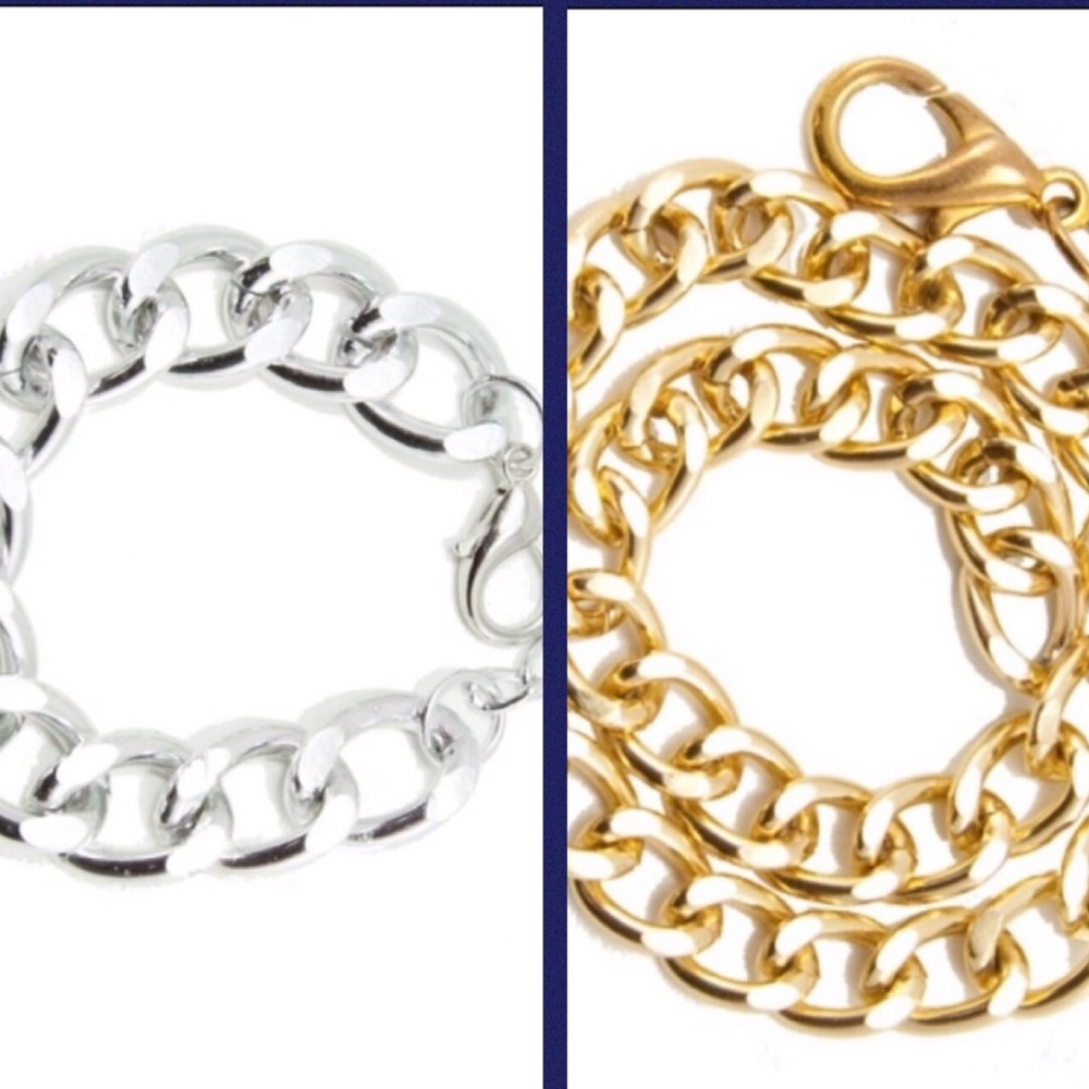 5/25 NEW! 2 Pk Gold and Silver Chain Bracelets
